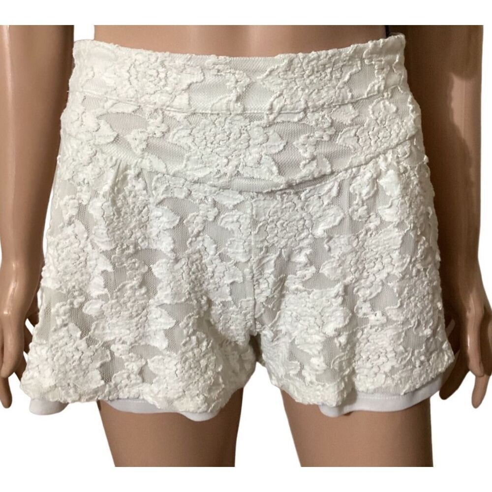 Ellison Brand White Lace Overlay shorts